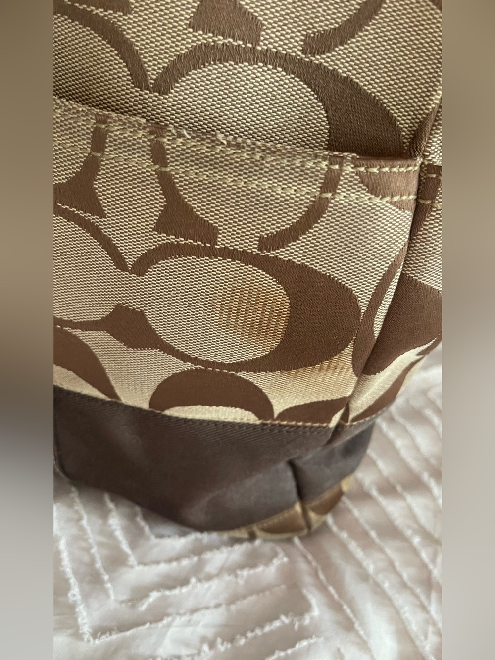 Coach Signature Canvas and Leather Tote Bag in Brown - Picture 9 of 14